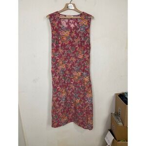 April Cornell Mauve Floral Midi Dress with Multicolor Blooms